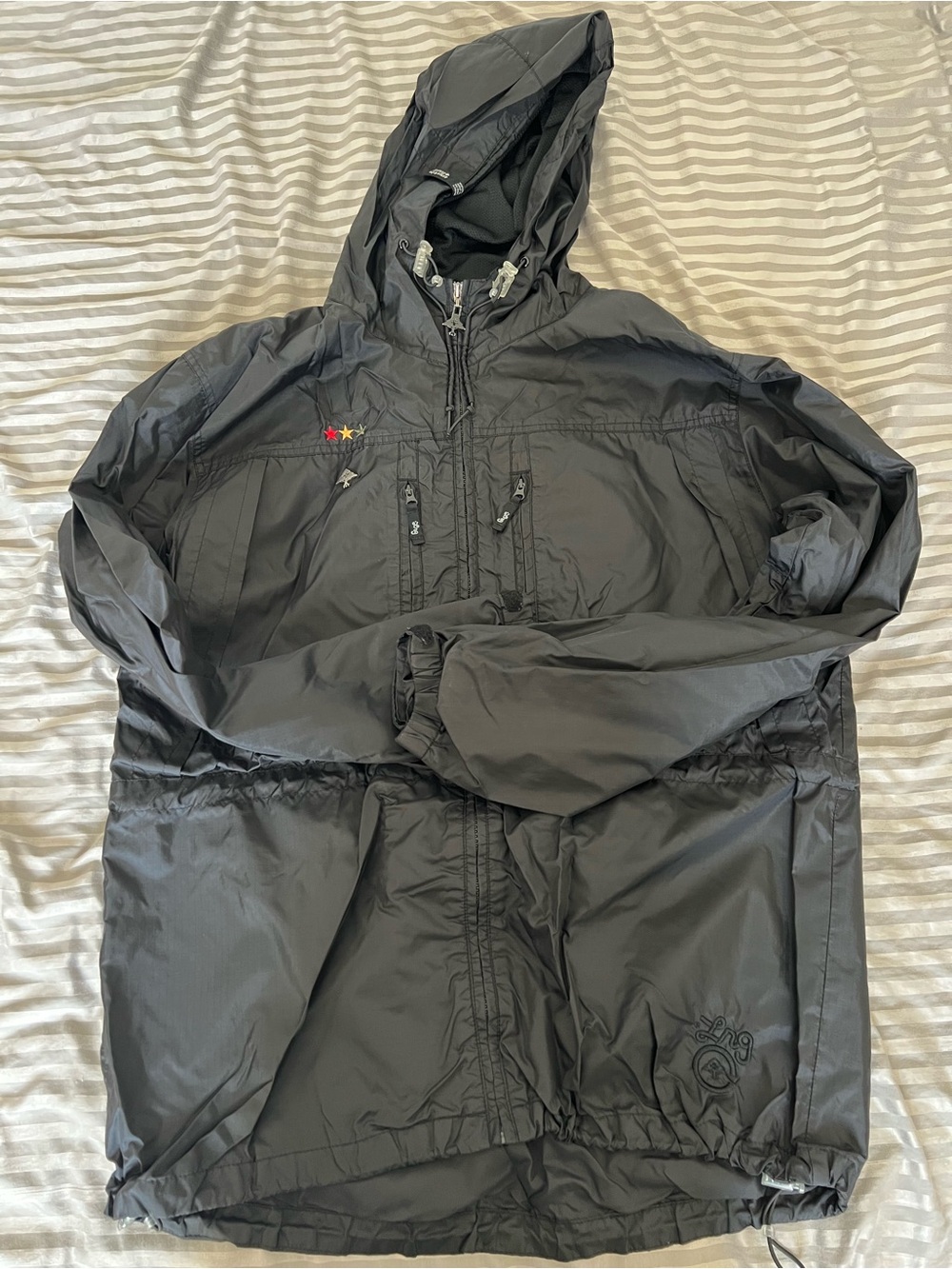 Lrg Black Hooded Windbreaker with Subtle Logo Detail